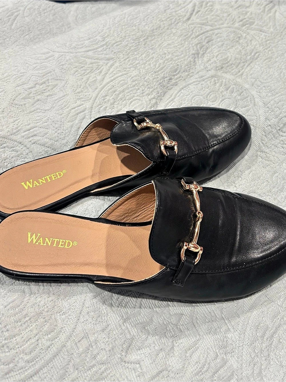 WANTED Black Leather Mules US 10